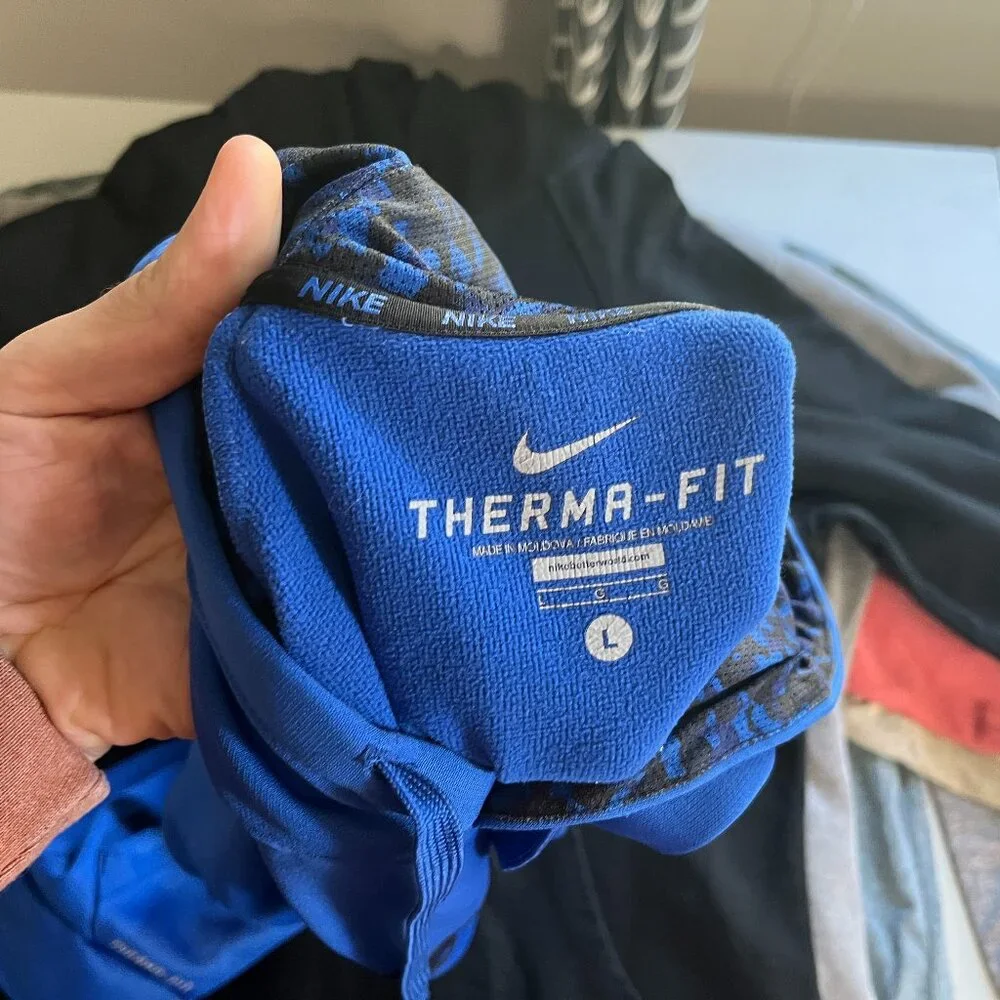 🏀 Nike Therma-Fit Men’s Blue on Blue Hooded Sweatshirt Hoodie L Large 🔥